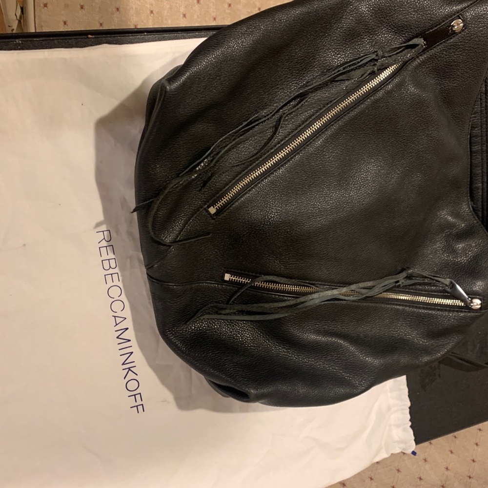 Rebecca minkoff black zippered hobo bag